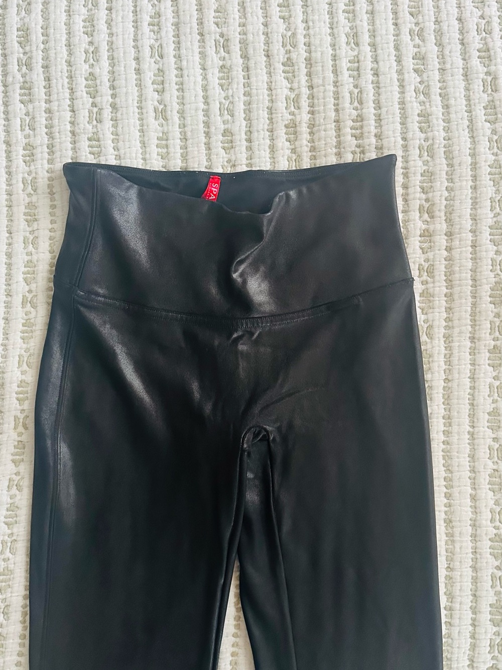 SPANX Black High-Waist Faux Leather Leggings